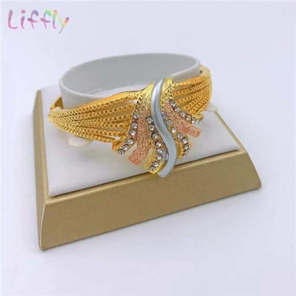 Gold, Rose Gold & Silver Wave Jewelry Set – Necklace, Bracelet, Earrings & Ring